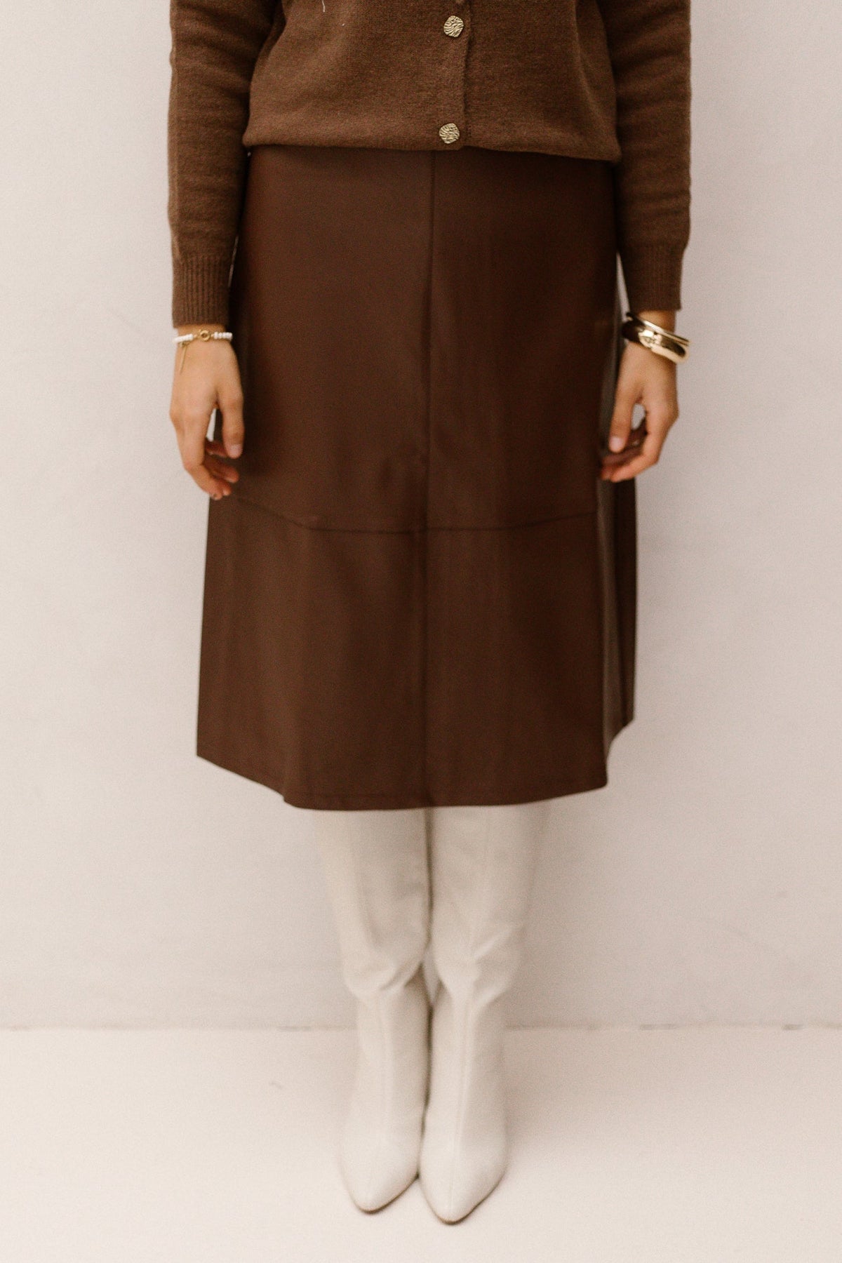 SL Skirt leather brown 26565 - Bij Keesje - Smashed Lemon - rok