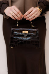 Tasche Grace Krokodilleder dunkelbraun