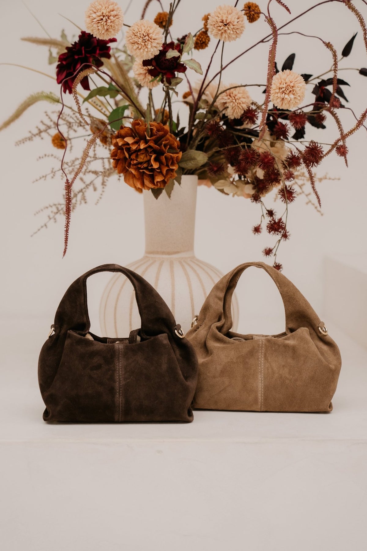 Tas Polly suede taupe - Bij Keesje - Bij Keesje - Tas