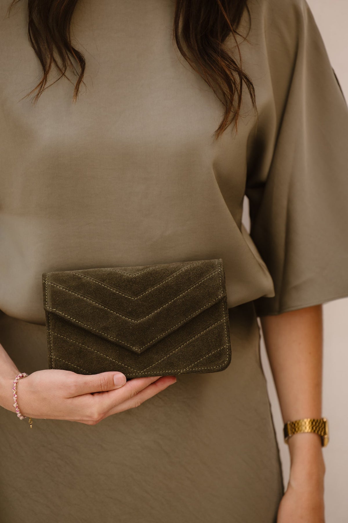Tas Roos suede military green - Bij Keesje - Bij Keesje