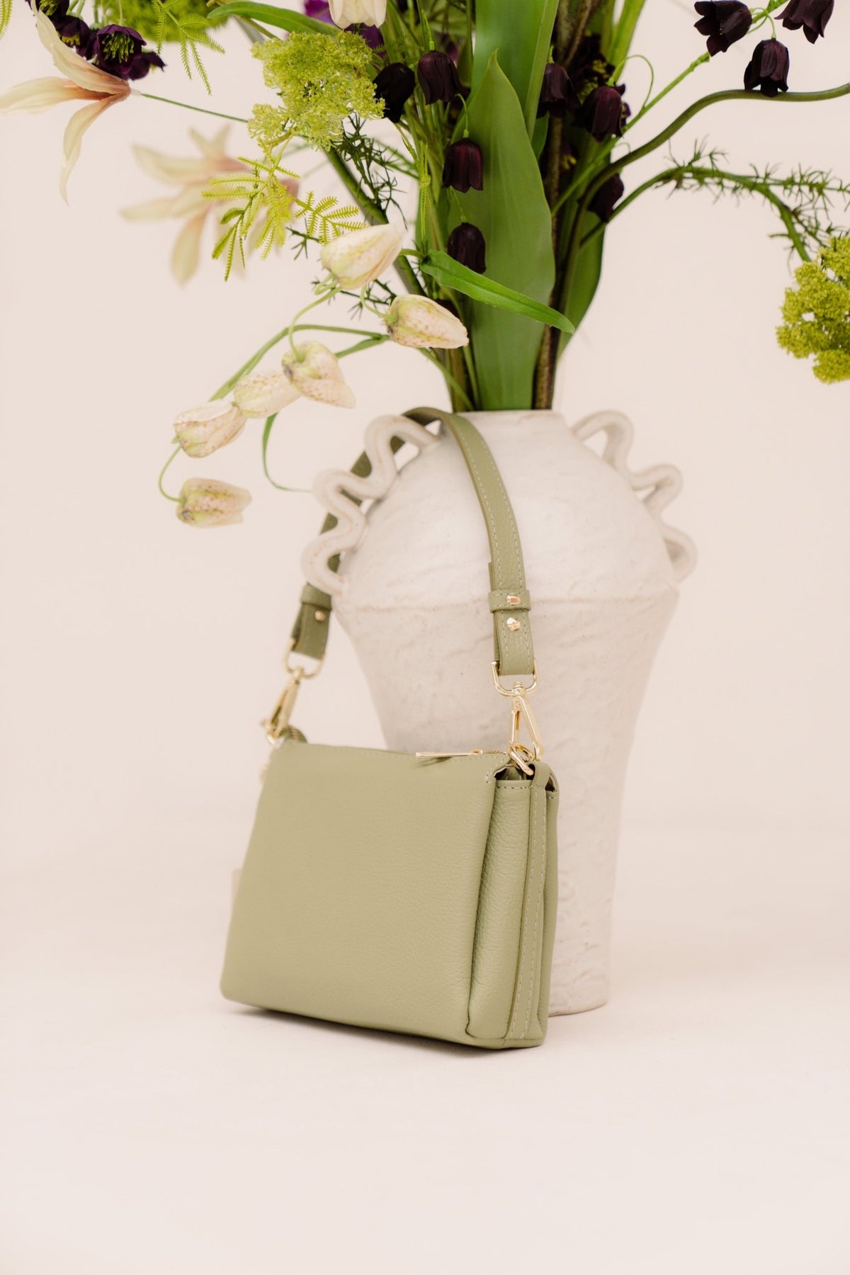 Tas Santi leer moss green - Bij Keesje - Bij Keesje - tas