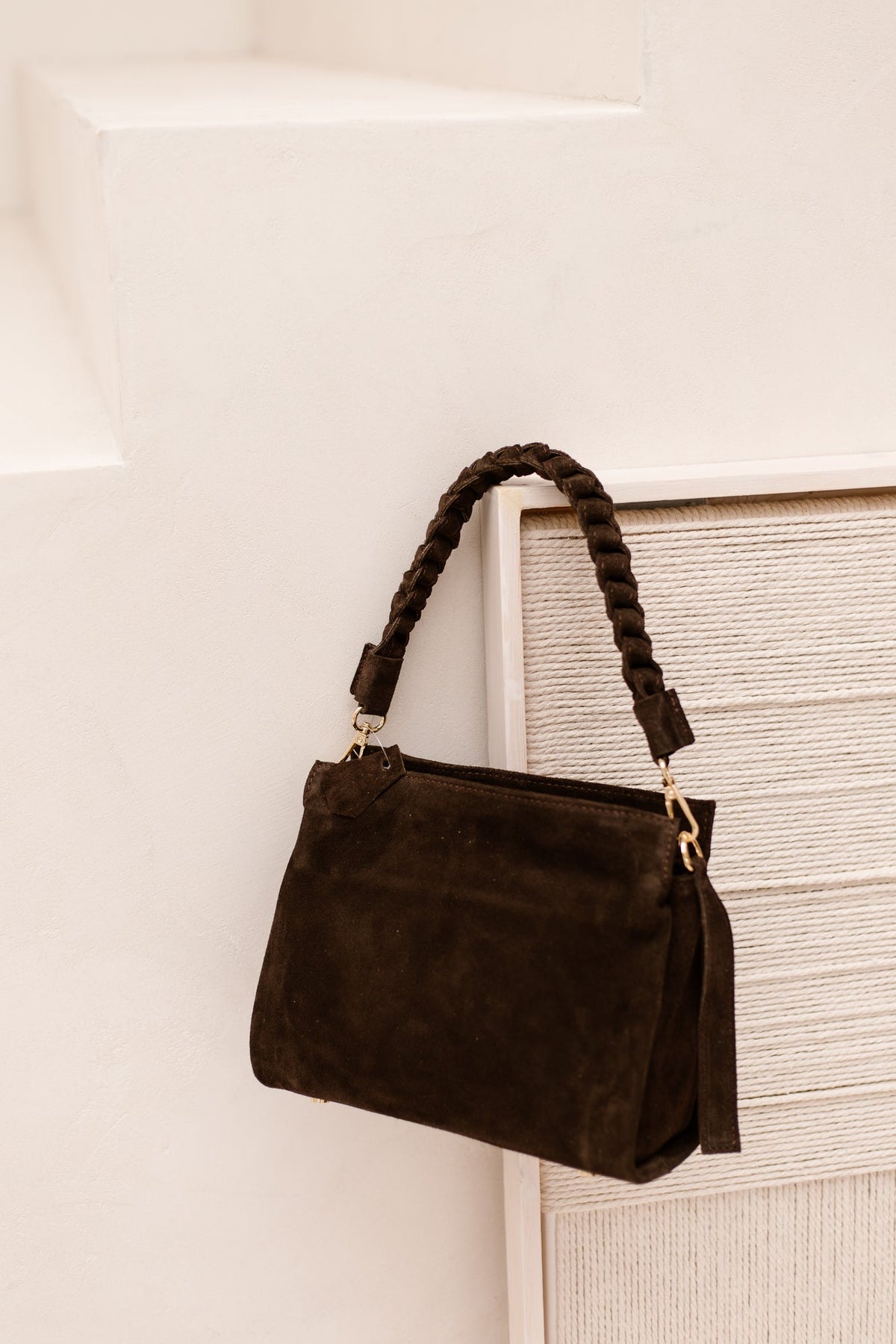 Tas Sarah suede donkerbruin - Bij Keesje - Bij Keesje - Tas