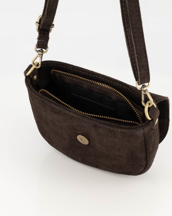 Tas Sevilla suede donkerbruin - Bij Keesje - Bij Keesje - Tas