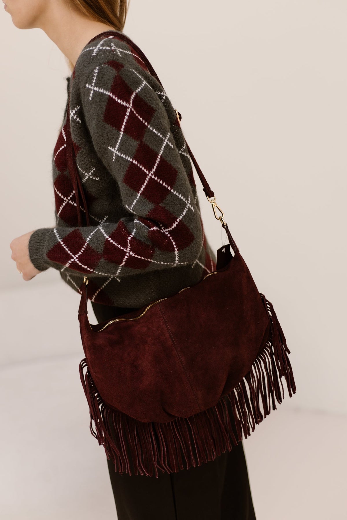Tas Vromy suede bordeaux - Bij Keesje - Bij Keesje - tas