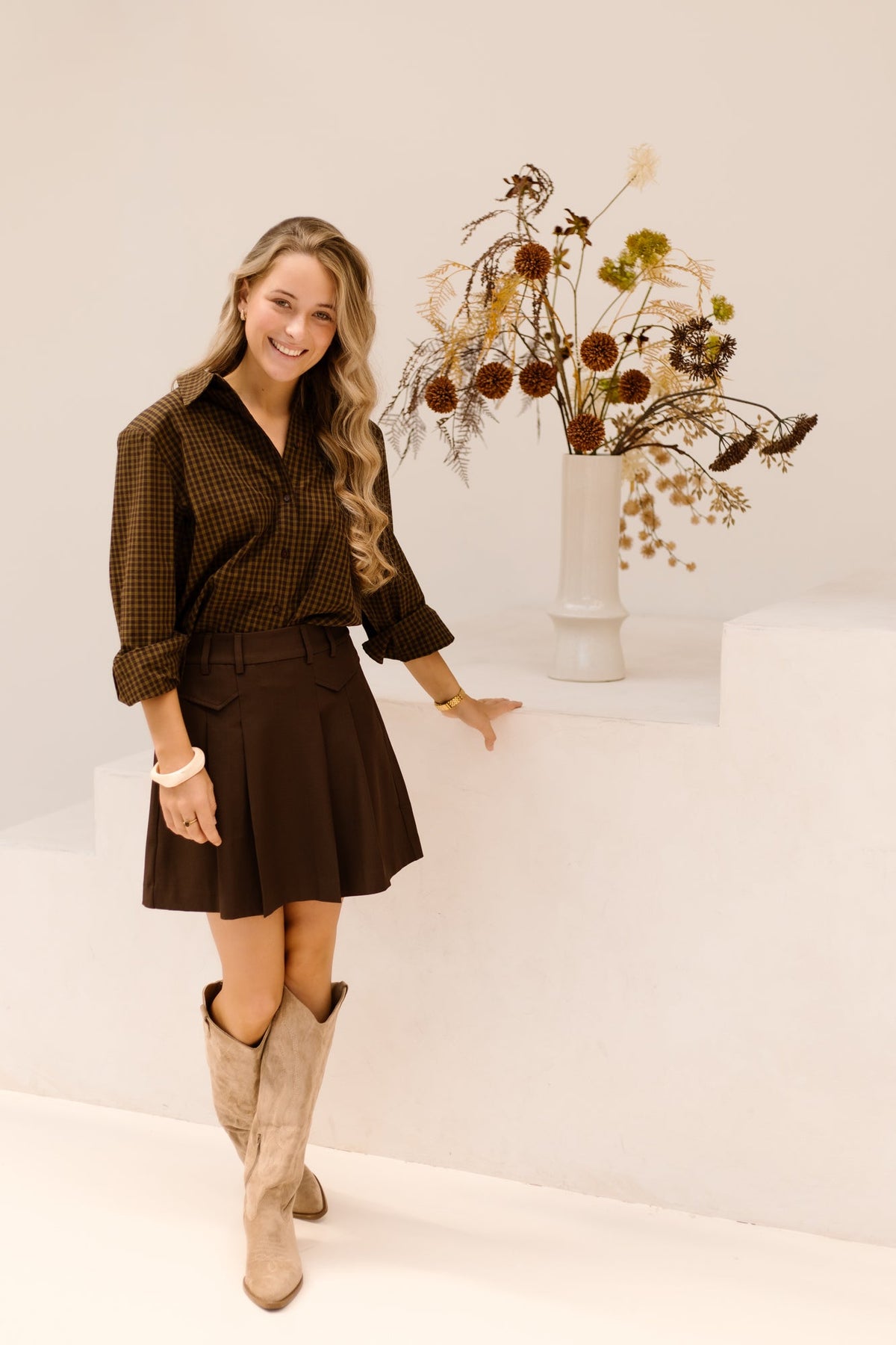 TeffaCC Padded Check Shirt Olive - Bij Keesje - Co'couture - Blouse