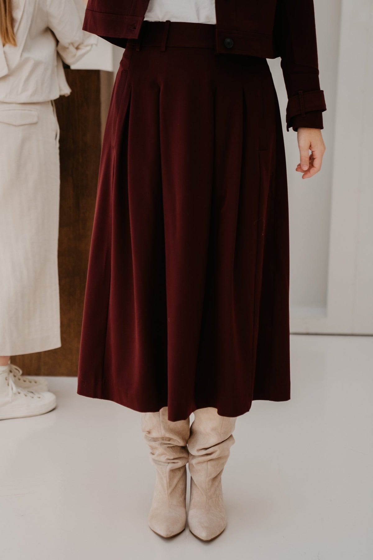 TerryCC Pleat Skirt Wine Red - Bij Keesje - Co'couture - Rok