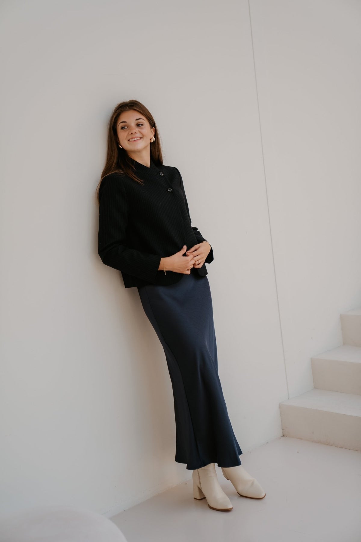 Tiria Slim Prinstripe Blazer Dark Navy - Bij Keesje - Neo Noir - Blazer