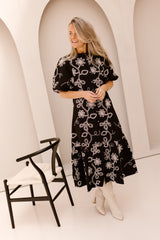 Veronica Dori Emb Dress Black