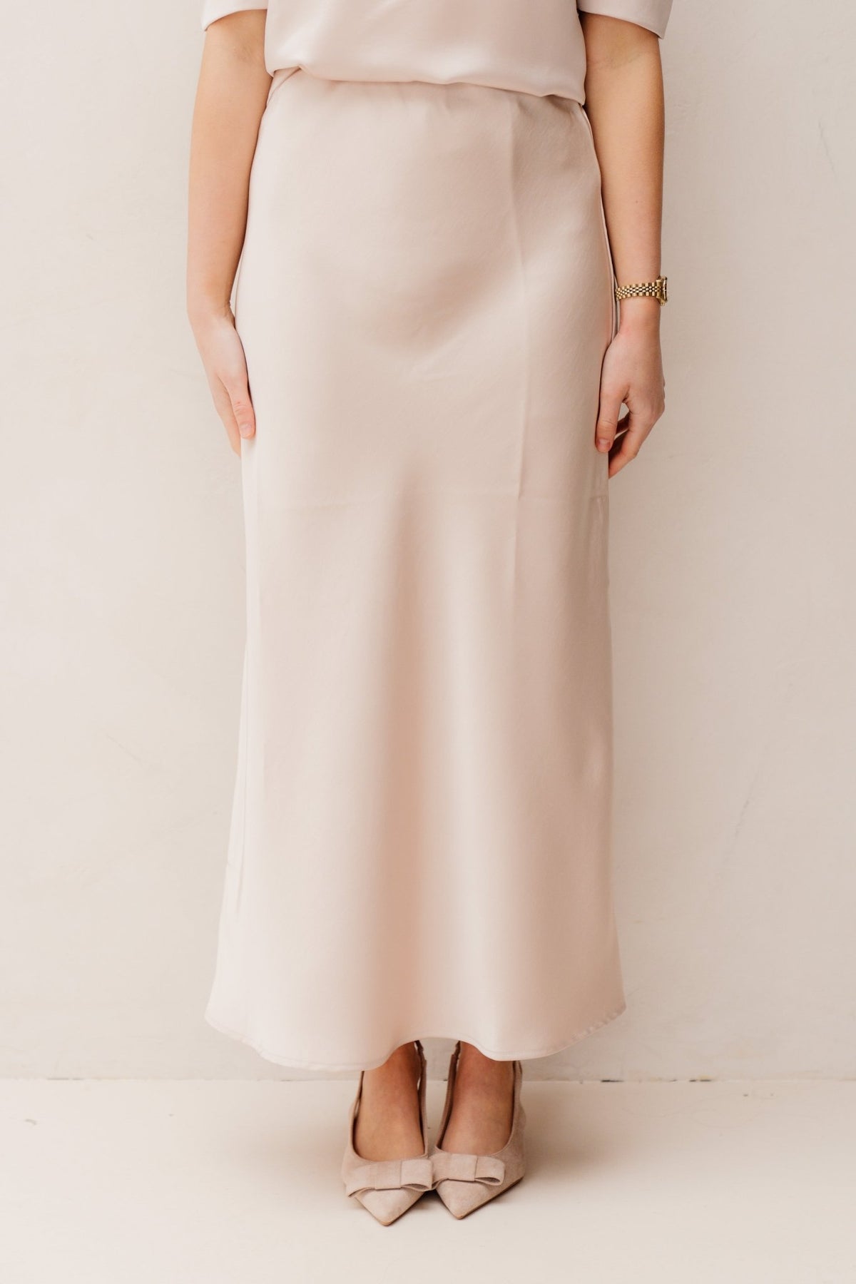 Vicky heavy sateen champagne - Bij Keesje - Neo Noir - rok