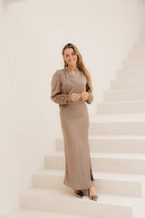 Vicky heavy sateen skirt dark taupe