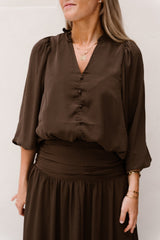 Vivette Woven Blouse Dark Brown