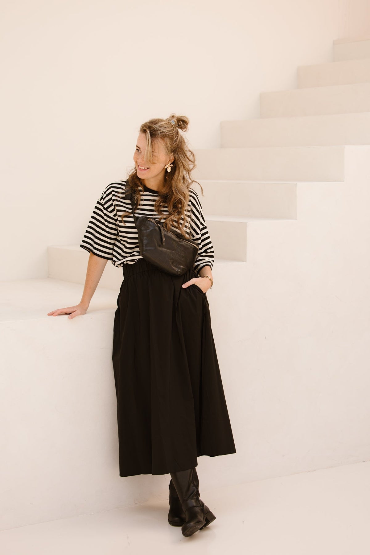 Yara long poplin skirt black - Bij Keesje - Neo Noir