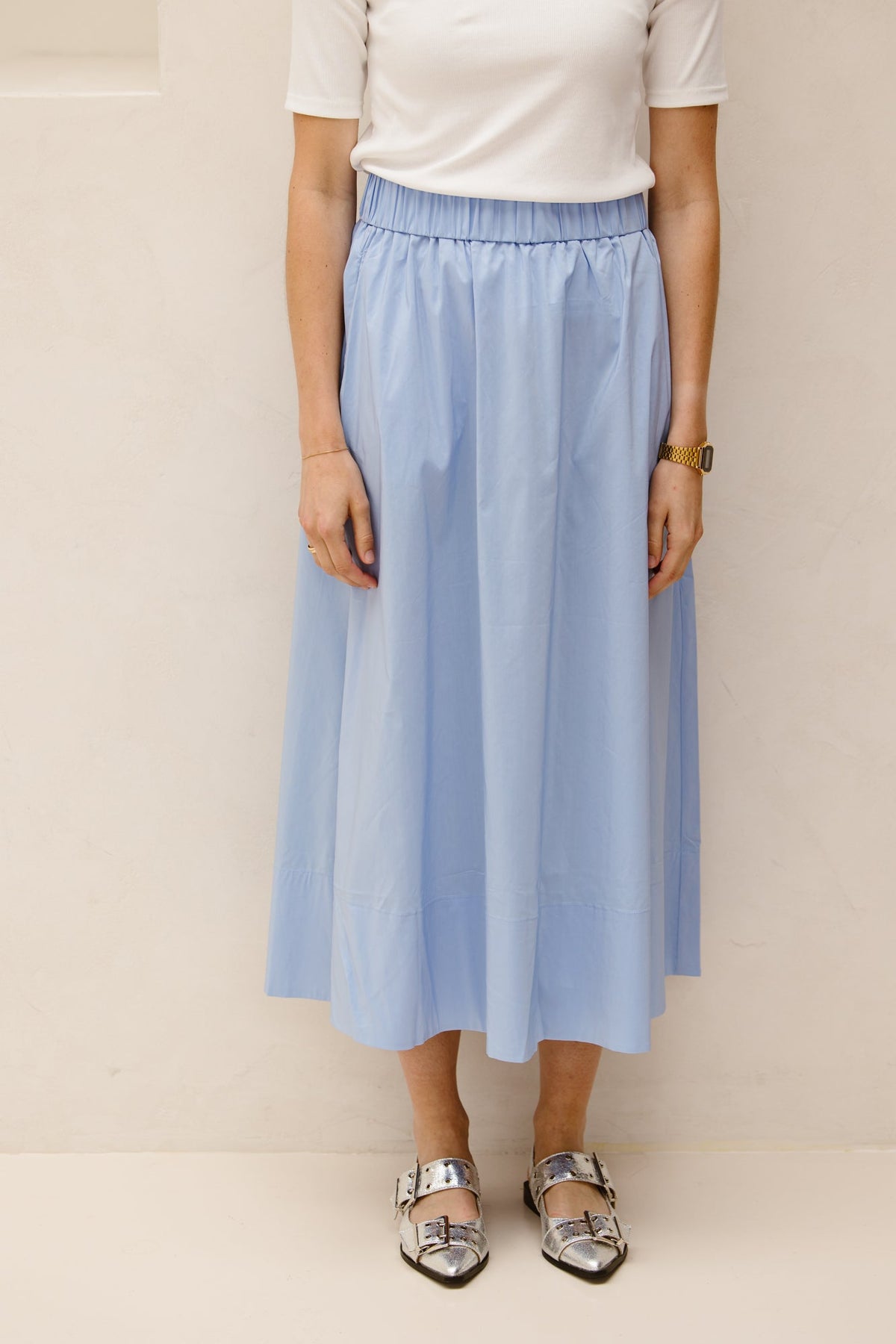 Yara long poplin skirt sky blue - Bij Keesje - Neo Noir