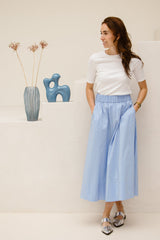 Yara long poplin skirt sky blue