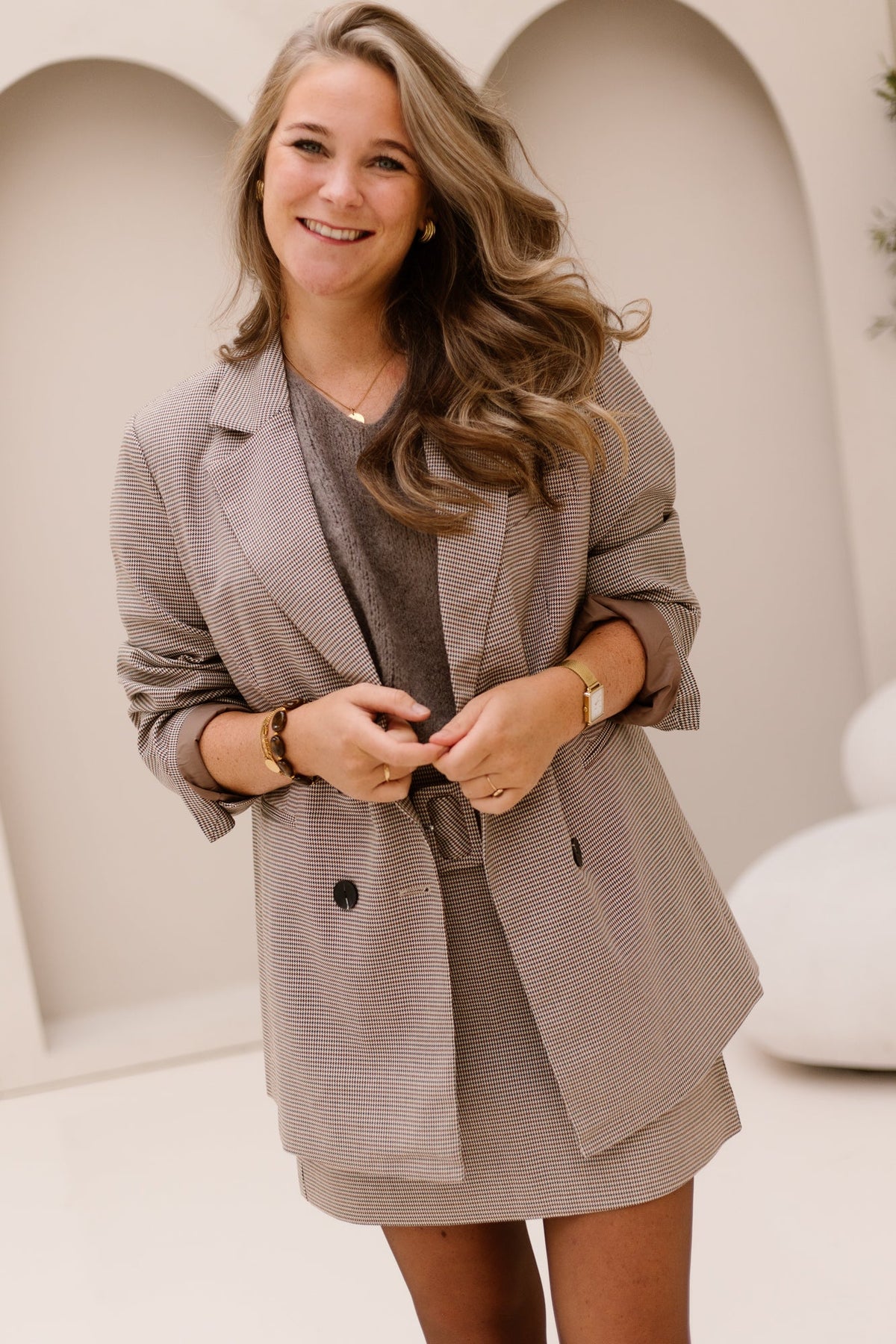 YASChekka LS Oversize Blazer Black-Check - Bij Keesje - Y.A.S - Blazer