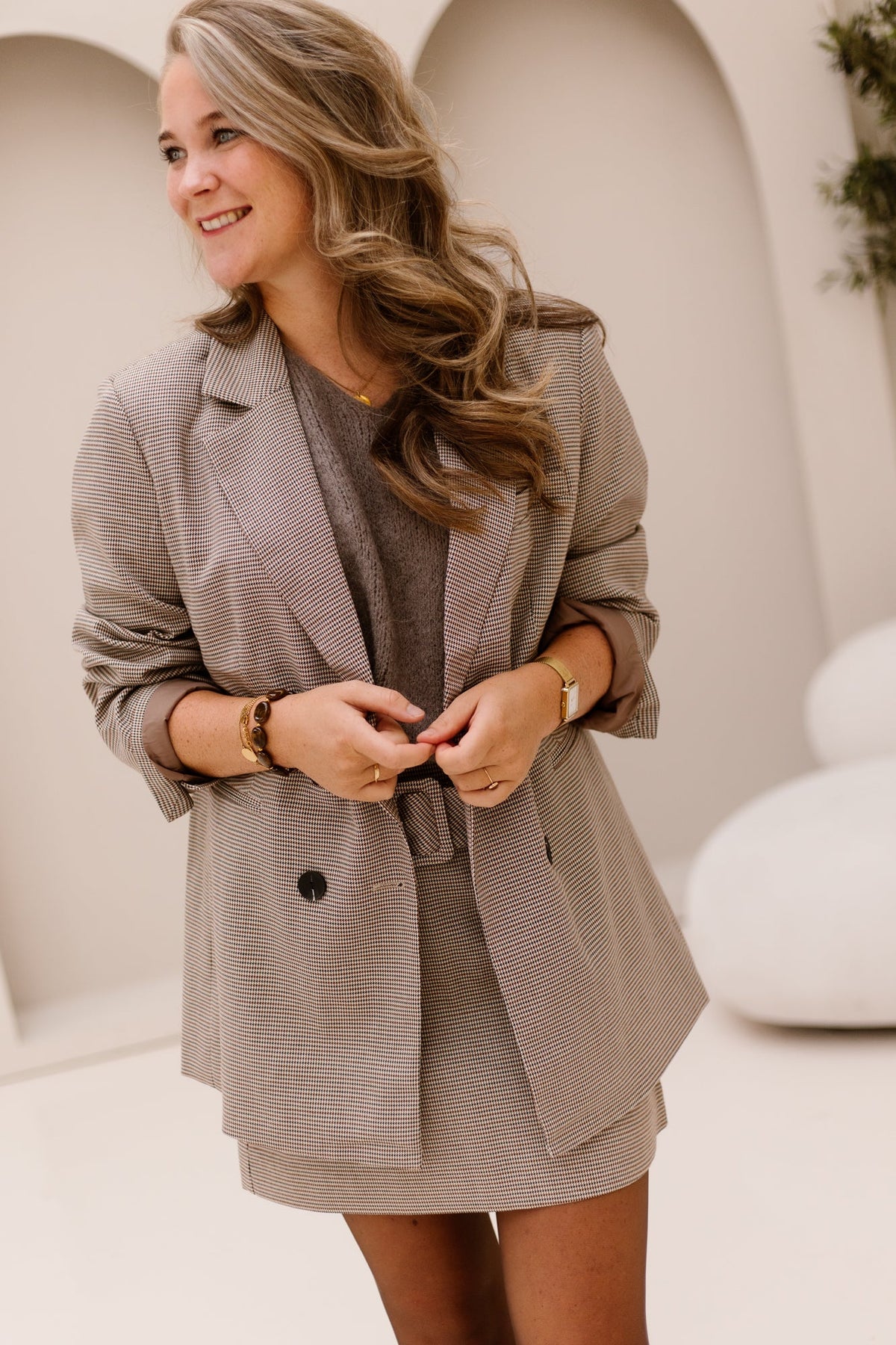 YASChekka LS Oversize Blazer Black-Check - Bij Keesje - Y.A.S - Blazer