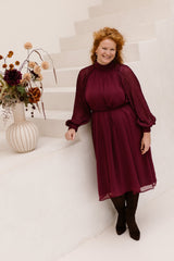 Yasolera midi dress maroon banner