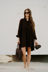 Yassalsy LS Shirt Dress Coffee Bean